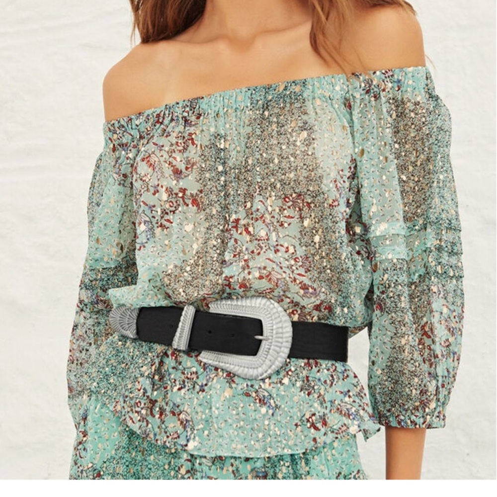 BA&SH OLGA PRINTED BANDEAU TOP - VERTDEAU